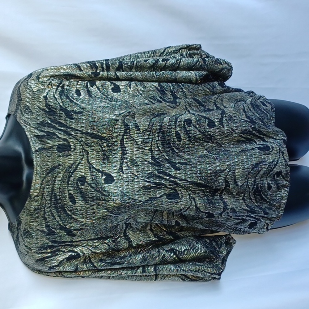 Vintage Jeri Marque Foil Blouse 80s Retro Polyester Knit Foil